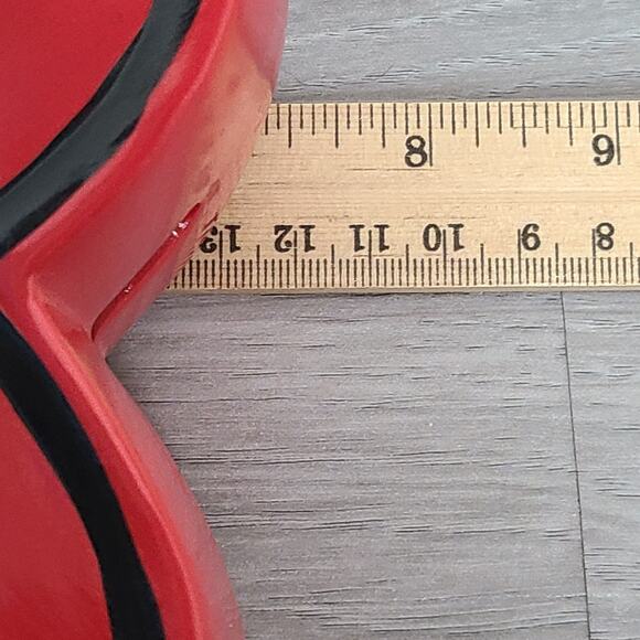 Mickey Minnie Mouse Kissing Heart Shaped Red Ceramic Coin Bank - Picture 9 of 9